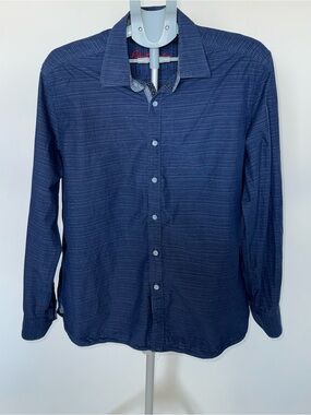 Robert Graham Classic Fit Blue 100% Cotton Button Down Shirt Men's L